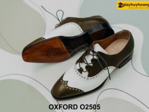 Giày da nam màu trắng phối nâu cá tính Oxford O2505 003
