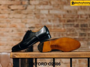 Giày da nam màu đen đế da bò cao cấp Oxford O2506 004