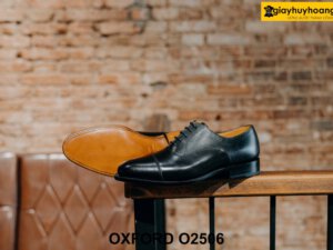 Giày da nam màu đen đế da bò cao cấp Oxford O2506 003
