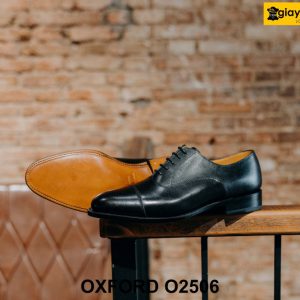 Giày da nam màu đen đế da bò cao cấp Oxford O2506 003