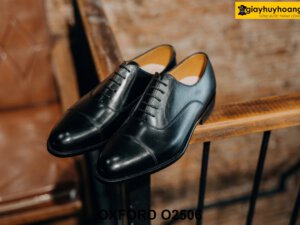Giày da nam màu đen đế da bò cao cấp Oxford O2506 002