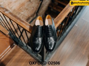 Giày da nam màu đen đế da bò cao cấp Oxford O2506 001