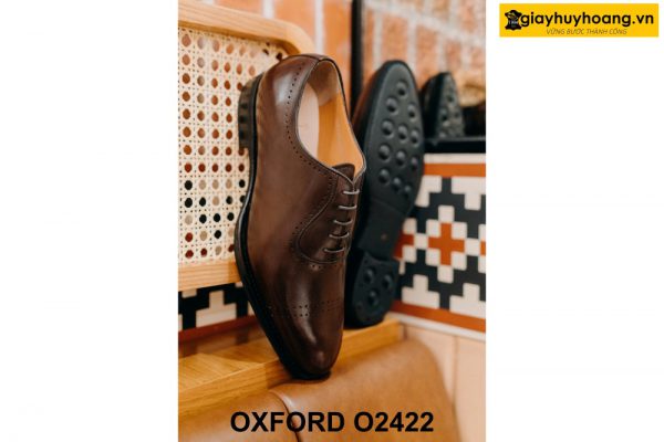 Giày da nam màu nâu da bê tự nhiên Oxford O2422 004