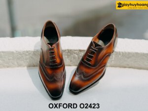 Giày da nam thiết kế 2 chữ M ở mũi Oxford Wingtips O2423 001