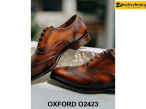 Giày da nam thiết kế 2 chữ M ở mũi Oxford Wingtips O2423 005