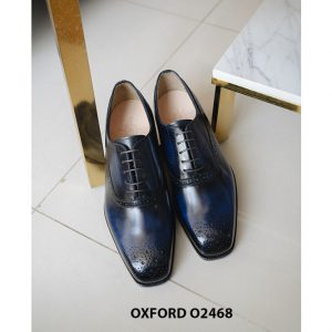 Giày tây nam nhuộm màu xanh thủ công Oxford O2468 003