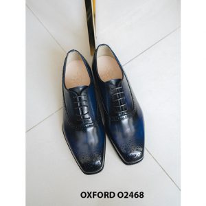 Giày tây nam nhuộm màu xanh thủ công Oxford O2468 001