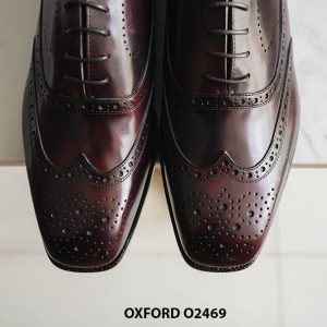 Giày tây nam mũi vuông Full Brogues Wingtips Oxford O2469 004