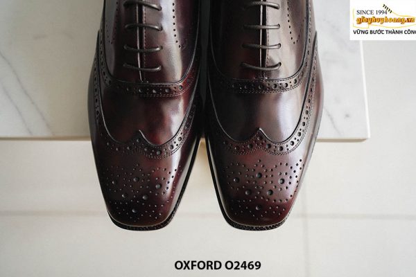 Giày tây nam mũi vuông Full Brogues Wingtips Oxford O2469 004