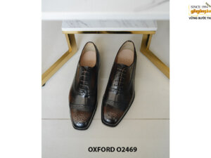 Giày tây nam mũi vuông Full Brogues Wingtips Oxford O2469 003