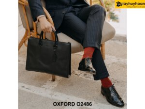 Giày tây nam màu đen bóng loáng lịch lãm Oxford O2486 003