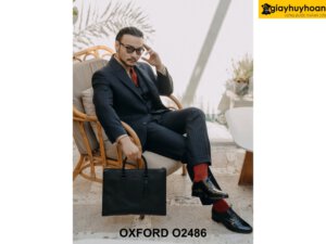 Giày tây nam màu đen bóng loáng lịch lãm Oxford O2486 002
