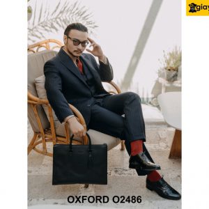 Giày tây nam màu đen bóng loáng lịch lãm Oxford O2486 002