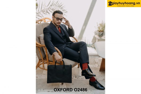 Giày tây nam màu đen bóng loáng lịch lãm Oxford O2486 002