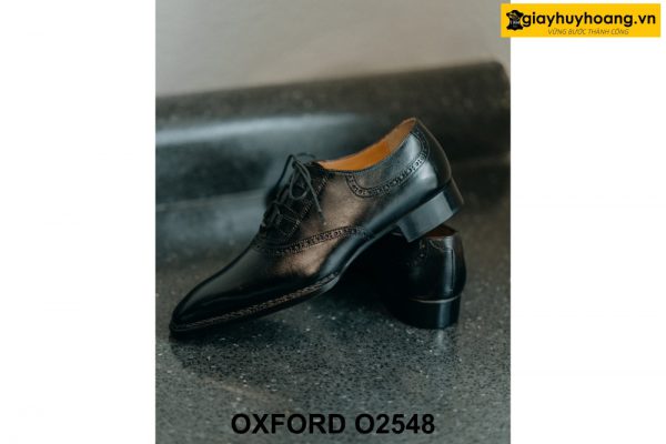 Giày da nam màu đen mũi trơn Oxford O2548 004