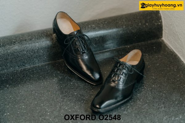Giày da nam màu đen mũi trơn Oxford O2548 002