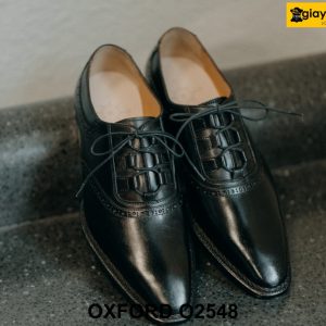 Giày da nam màu đen mũi trơn Oxford O2548 001
