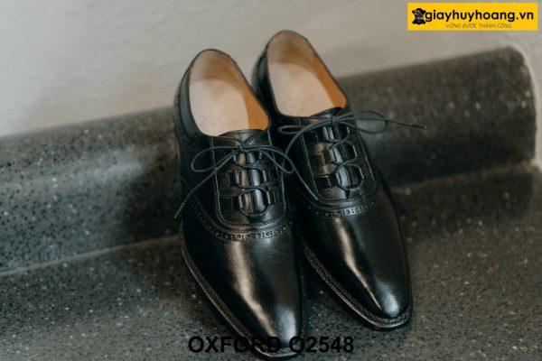 Giày da nam màu đen mũi trơn Oxford O2548 001