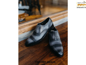 Giày da nam nhuộm thủ công màu xám Oxford O2426 005
