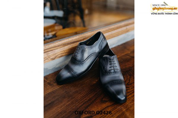 Giày da nam nhuộm thủ công màu xám Oxford O2426 005