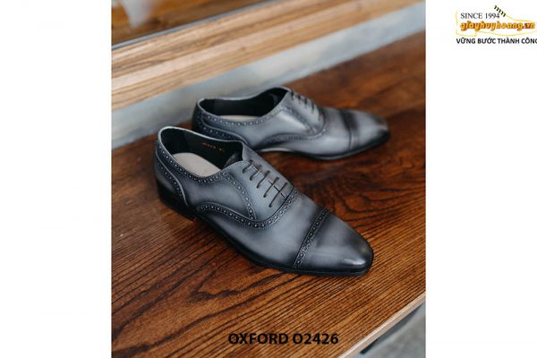 Giày da nam nhuộm thủ công màu xám Oxford O2426 003