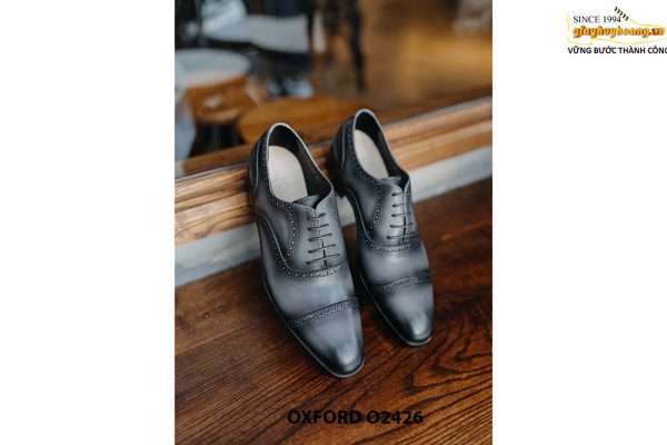 Giày da nam nhuộm thủ công màu xám Oxford O2426 001