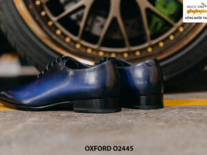 Giày da trơn nam nhuộm màu xanh thủ công Oxford O2445 005