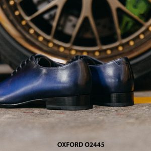 Giày da trơn nam nhuộm màu xanh thủ công Oxford O2445 005