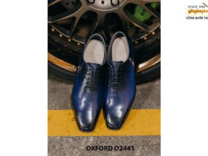 Giày da trơn nam nhuộm màu xanh thủ công Oxford O2445 003