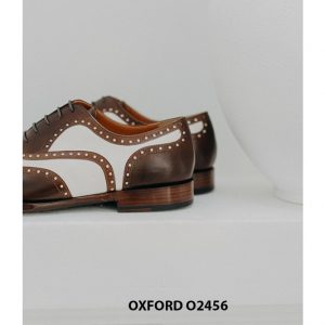 Giày tây nam Wingtips trắng phối nâu Oxford O2456 005