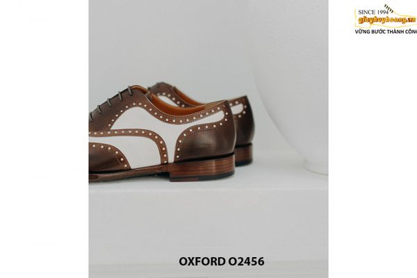 Giày tây nam Wingtips trắng phối nâu Oxford O2456 005