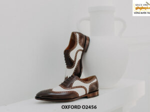 Giày tây nam Wingtips trắng phối nâu Oxford O2456 002