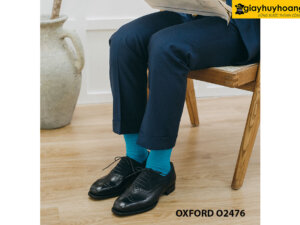 Giày da nam màu đen phối da lộn Oxford O2471 006
