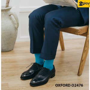 Giày da nam màu đen phối da lộn Oxford O2471 006