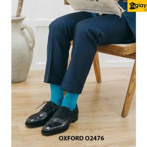 Giày da nam màu đen phối da lộn Oxford O2471 007