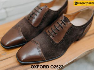 Giày tây nam màu nâu phối da lộn Oxford O2522 001