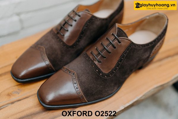 Giày tây nam màu nâu phối da lộn Oxford O2522 001