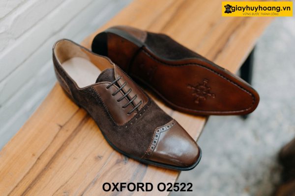 Giày tây nam màu nâu phối da lộn Oxford O2522 003