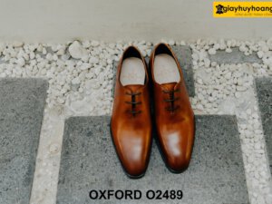 Giày da nam trơn màu vàng bò phong cách Oxford O2489 001