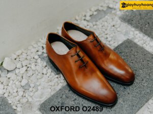 Giày da nam trơn màu vàng bò phong cách Oxford O2489 005