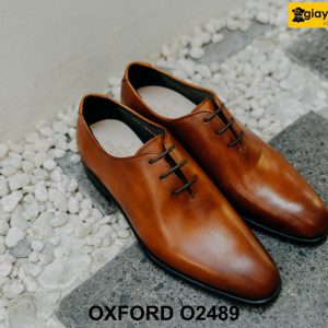 Giày da nam trơn màu vàng bò phong cách Oxford O2489 005