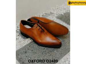 Giày da nam trơn màu vàng bò phong cách Oxford O2489 004