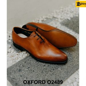 Giày da nam trơn màu vàng bò phong cách Oxford O2489 004