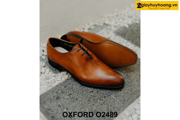 Giày da nam trơn màu vàng bò phong cách Oxford O2489 004