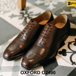 Giày tây nam từ da bê con thảo mộc nhập Oxford O2490 001