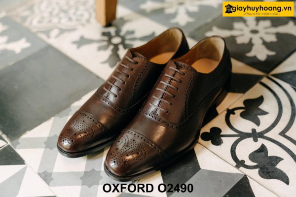 Giày tây nam từ da bê con thảo mộc nhập Oxford O2490 001