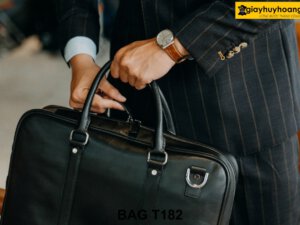 Túi xách công sở doanh nhân da bò màu đen T182 004