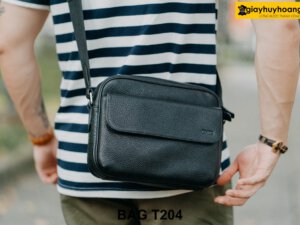Túi da bò vân hạt đeo chéo nam T204 005