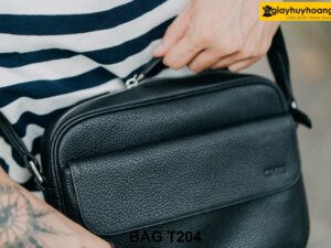 Túi da bò vân hạt đeo chéo nam T204 004