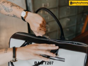 Túi xách da nam du lịch màu trắng T207 005